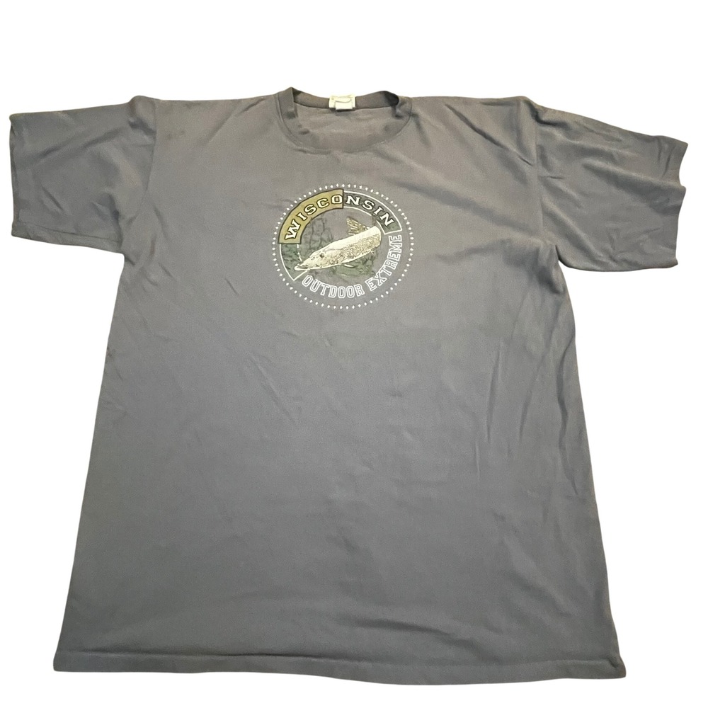 Gopher Sport Wisconsin Outdoor Extreme Muskie Fish T-Shirt Mens XL